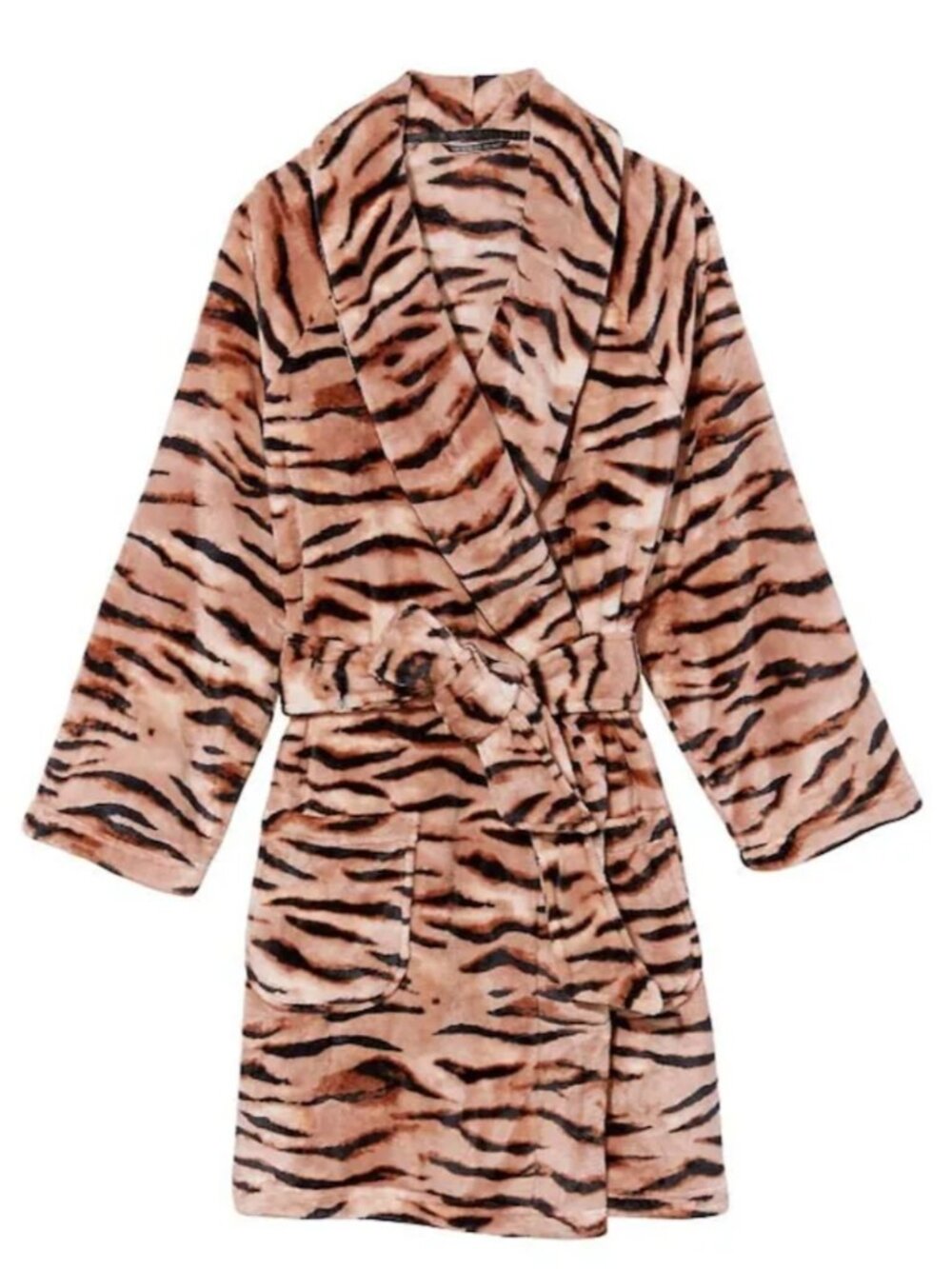 Victoria’s Secret Tiger Cozy Short Robe - Champagne Brown - Size XS/S - 11162549